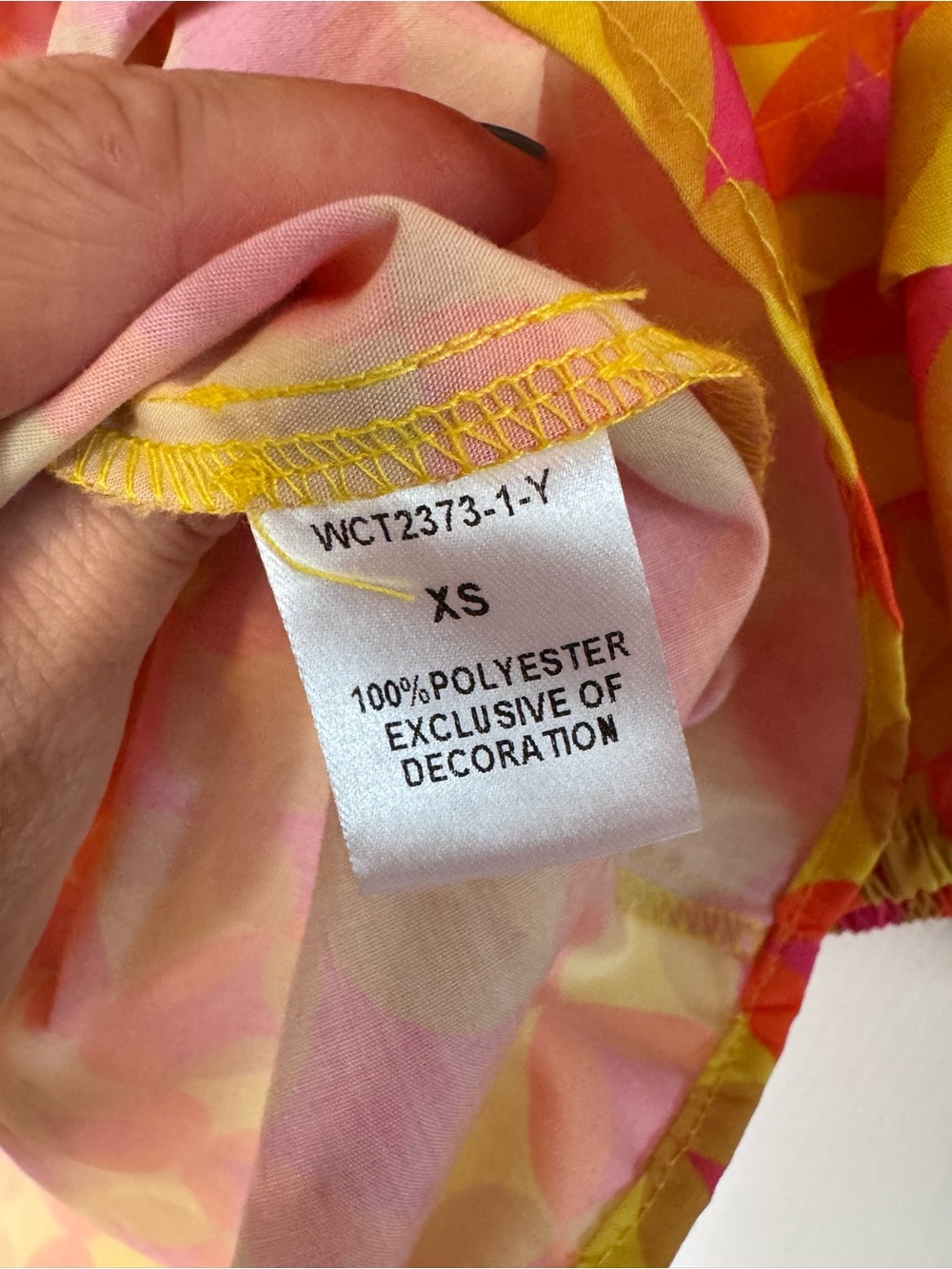 THML Yellow & Pink Geometric Puff-Sleeve Blouse - Picture 6 of 6